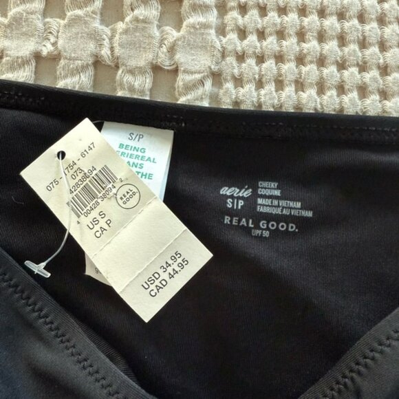 NEW Aerie Black Cheeky Bikini Bottom Size S - Picture 3 of 4